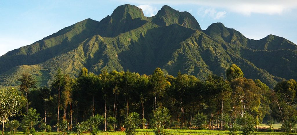 Scenic walk around volcanoes