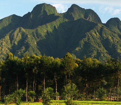 Scenic walk around volcanoes